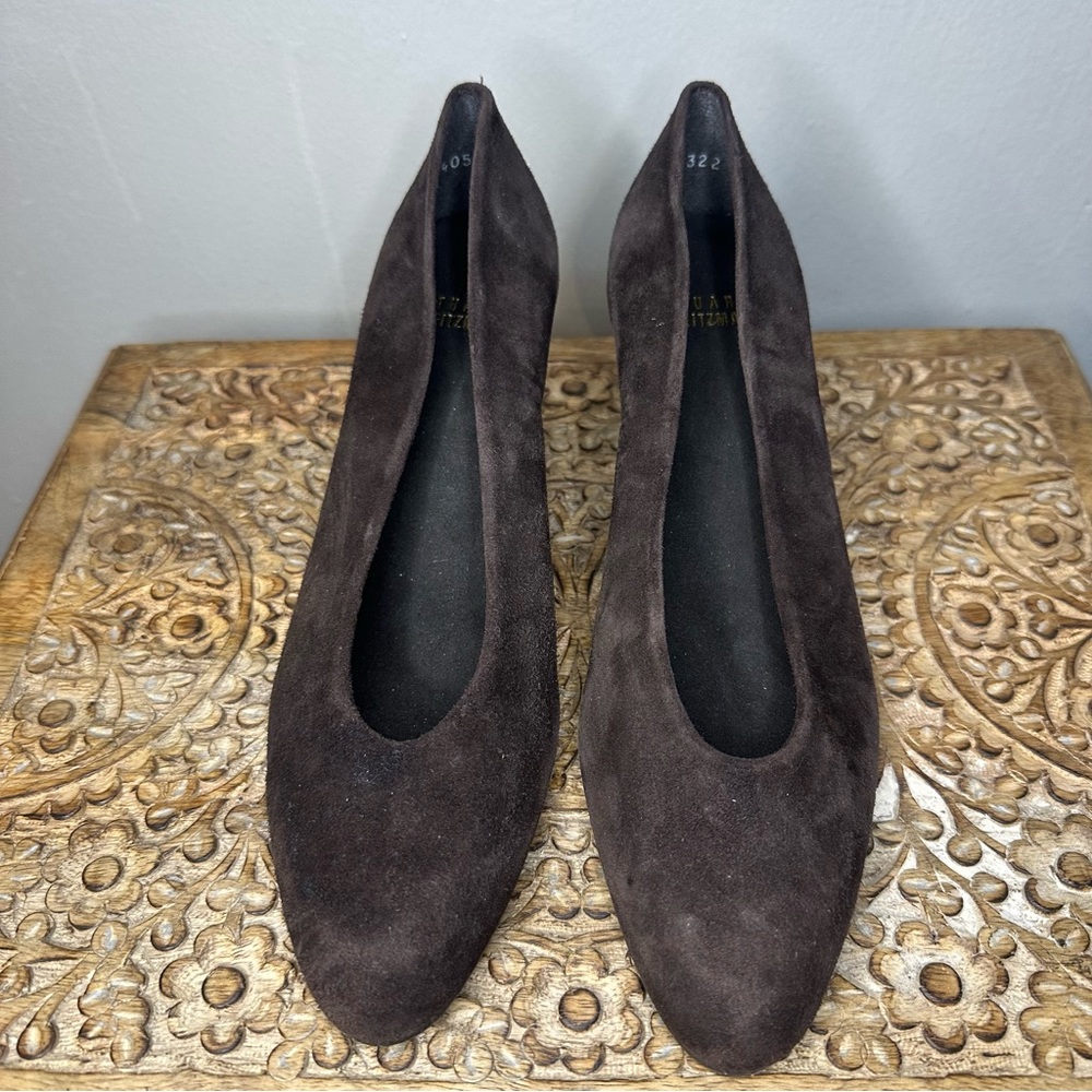 Stuart Weitzman Power Block Chocolate Brown Pump Sz7.5 - Picture 2 of 7